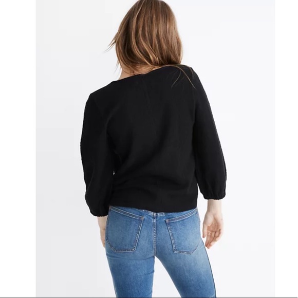 NEW Madewell Black Full Sleeve V Neck 3/4 Sleeve Top XXS - Picture 3 of 12